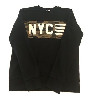 H&M DIVIDED Black NYC Crewneck Long Sleeve Shirt